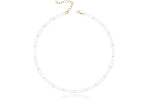 MIDDLUX Heishi Style Gemstone Beaded Choker Necklace for Women Girls, Summer Must-have Jewelry, Surfer Beach Necklace