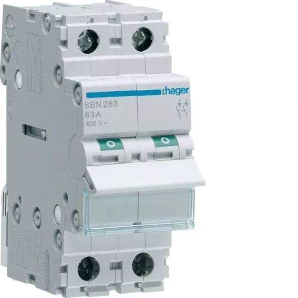 HAGER SBN263 - Interruttore non automatico bipolare 63A 2 moduli
