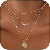 VIROMY Gold Necklace for Women 14k Gold Chain Necklaces Dainty Layered Necklaces Simple Stackable Pendant Necklaces Herringbone Cuban Paperclip Chain Gold Choker Necklaces Gold Jewelry for Women