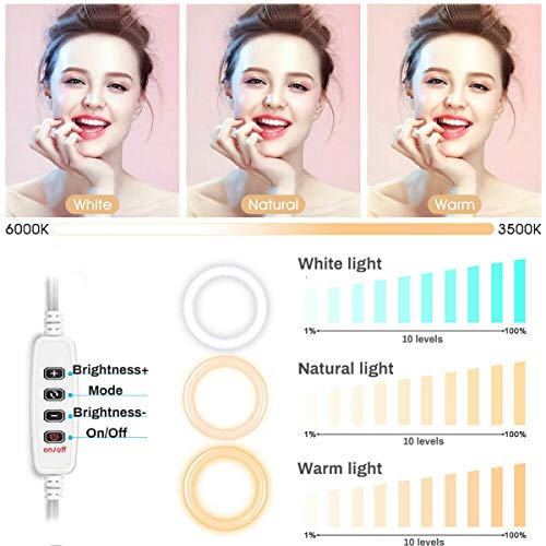 Ring Light with Stand Selfie LED Ring Light for iPhone Desktop and Floor-Standing Portable Dimmable 11.4\'\' Light Ring with Phone Holder, for Live Streaming YouTube Makeup TikTok