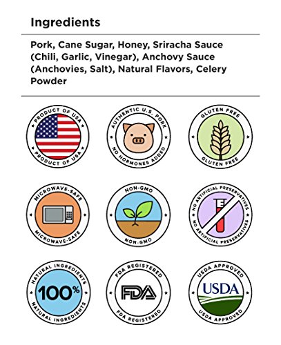 Golden Nest Jerky Bar, Gluten Free, Healthy Meat From Gourmet USA, Non-GMO Honey Glazed (1.5 oz.) - Pack of 12 (Pork Honey Sriracha)