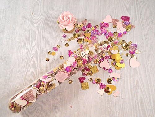 Party Confetti Tubes, Mixed Pink and Gold Heart Glitter Confetti and Sequins, Wedding Confetti