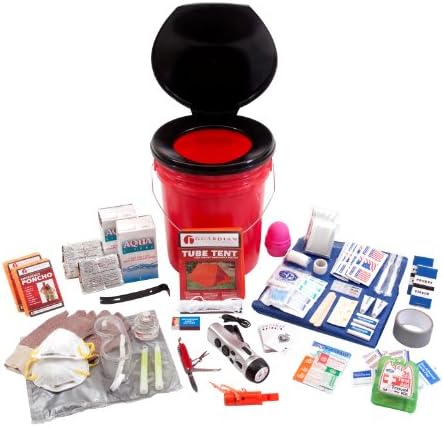 Guardian Survival Gear 5 Gallon Bucket with Toilet Seat Lid Emergency Kit, 2 Person