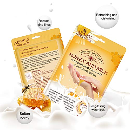 Hand Moisturizing Mask, (5 Pack) Honey and Milk Gloves, Moisturizing