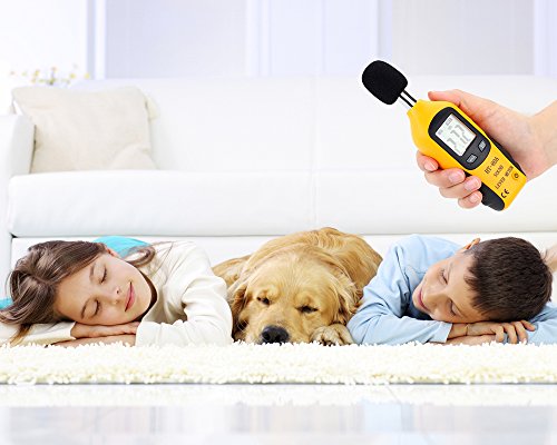 Decibel Meter, Digital Sound Level Meter Handheld Audio Noise SPL Meter Tester with LCD Display Measuring 30-130dB (9V Battery Included)