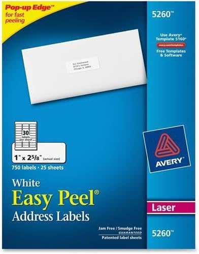 Avery Easy Peel Address Labels (5260)