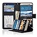 Navor HTC M9 Folio Wallet Leather Case for Cards & Money Pockets, ID Window (Black)