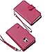 Wisdompro Wallet Case for Samsung Galaxy S5 Mini, PU Leather Flip Folio Protective Phone Case Cover with Magnetic Closure, Wrist Strap and Card Holder Slots for S5 Mini - Hot Pink