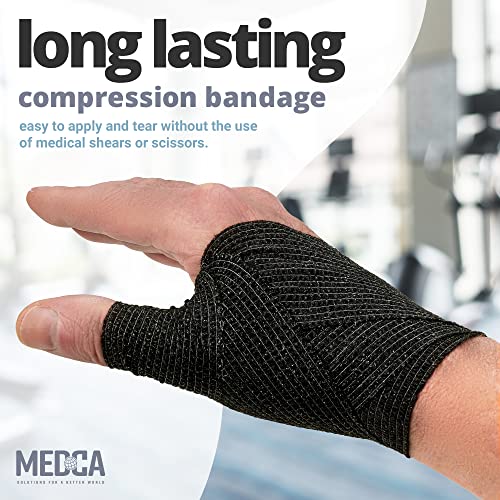 SelfAdherent Cohesive Bandage Black Medical Wrap 6 Rolls 2" Wide x