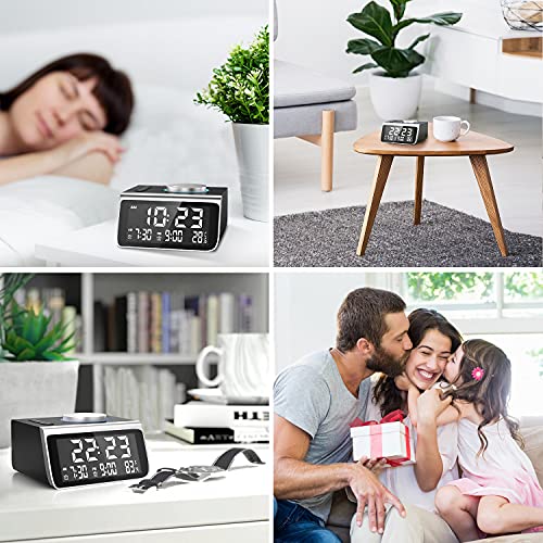 Dekala Alarm Clock Radio Small Digital Clock FM Radios with 2 USB