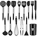 Uarter Silicone Cooking Utensil Set 14 Pcs, BPA Free Kitchen Utensils Cooking Utensils Set, Non-Stick Heat Resistant Silicone Cookware with Stainless Steel Handle