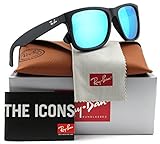 Ray-Ban RB4165 Justin Sunglasses Matte Black w/Blue Mirror (622/55) 4165 62255 55mm Authentic