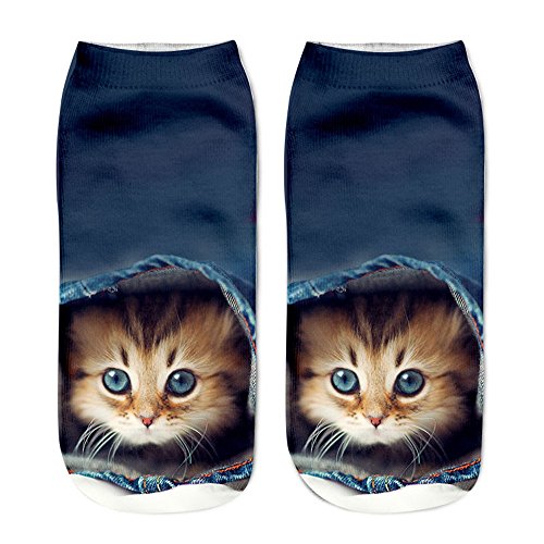 Unisex Funny Cute Cat 3D Print Casual Socks ODGear Fashion Low Cut Ankle Socks for Women Men Kids Clearance (X, Cat 3)