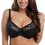 La Isla Women's Full Coverage Minimizer Jacquard Non Padded Lace Sheer Bra