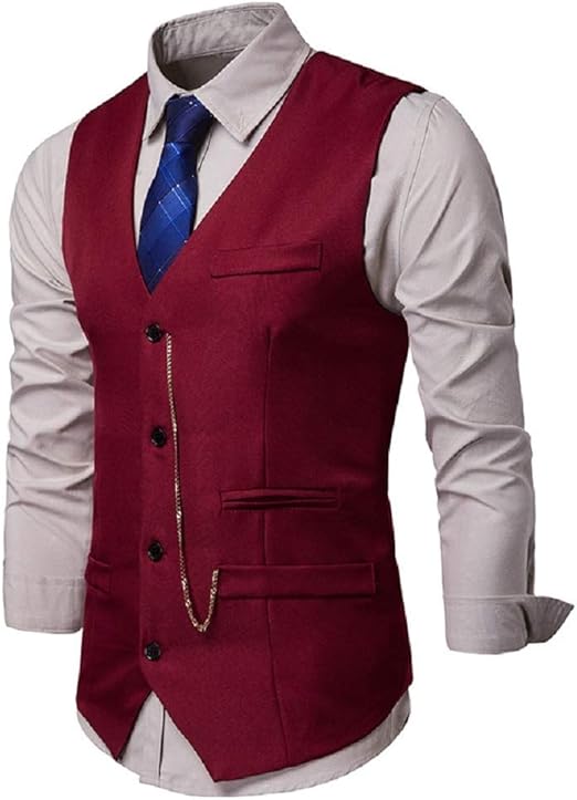 Amazon Co Jp 男スリムフィットスーツスーツ服ヴィンテージベストノースリーブシャツスーツvネックレジャーボタン 色 赤 サイズ S ホーム キッチン
