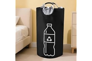 Canvas Folding Recycling Bin Heavy-Duty Cylindrical Open Design Foldable Storage Basket for Home Car Office Books Clothes, Bl