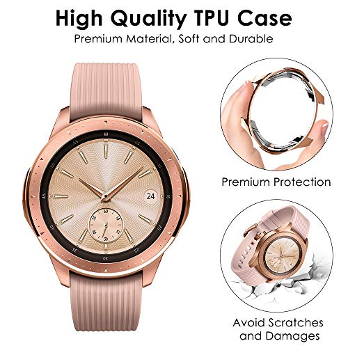 EZCO Compatible Samsung Galaxy Watch 42mm Case (2-Pack), Soft TPU Plated Case Protector Bumper Shell Compatible Samsung Galaxy Smart Watch
