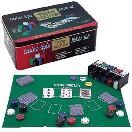 Casino Style Texas Hold' Em Poker Chip Set 200 Pcs with Layout Mat