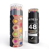 Watercolor Pencils 48-colored Water-soluble (Wooden, Pre-sharpened, Set of 48)
