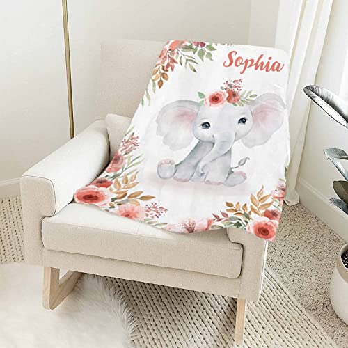 UOZGUY Personalized Baby Blanket with Name for Girl, Custom Super Soft
