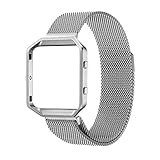 Oitom Metal Bands Strap Compatiable Fitbit Blaze,Small (5.5-6.7 in), Frame Housing+Milanese Loop Stainless Steel Accessory Band for Fitbit Blaze Smart Watch Fitness (Silver)