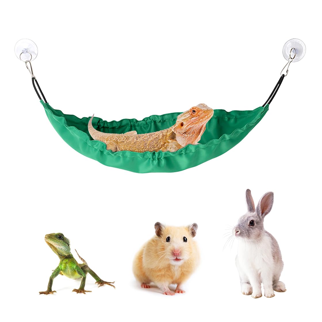 HyzaPhix Reptile Hammock, Bearded Dragon Tank Accessories Lizard Hammock Reptile Lounger for Lizard Gecko Snakes Chameleon Lguana Reptiles (Green)