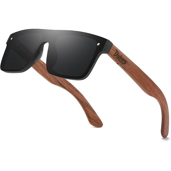 Amazon.com: DUBERY Wood Frame Square Polarized Sunglasses  display picture 2