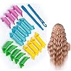 18 Pieces Hair Curlers Spiral Curls No Heat Wave Hair Curlers Styling Kit with 2 Pieces Styling Hooks for Most Kinds of…