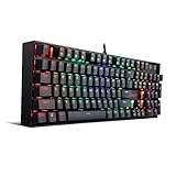 Gaming Keyboard Mechanical Keyboard K551 VARA By Redragon 104 Key RGB LED Backlit Mechanical Computer Illuminated Keyboard With Blue Switches For PC Gaming Compact ABS-Metal Design