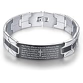 LAFATINA Lords Prayer Cross Bracelet for Men Women English Bible Verse Link Bracelets for Easter Christmas Father's Day Religious Bangle