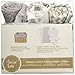 Trend Lab Safari Gray 7 Piece Feeding Basket Gift Set - 2 Deluxe Bibs, 3 Deluxe Burp Cloths, Liner, Willow Basket