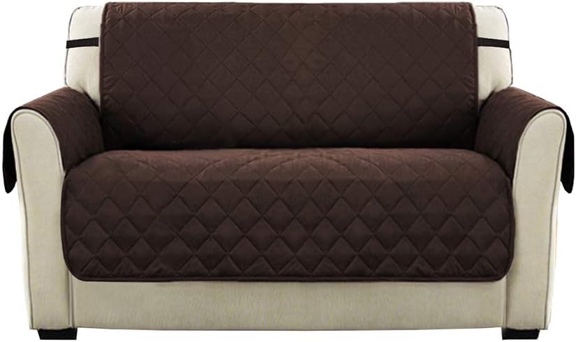 PengXiang Pet Sofa Slipcover, Anti-Slip Reversible Couch Furniture Protector Cover - Loveseat, Chocolate