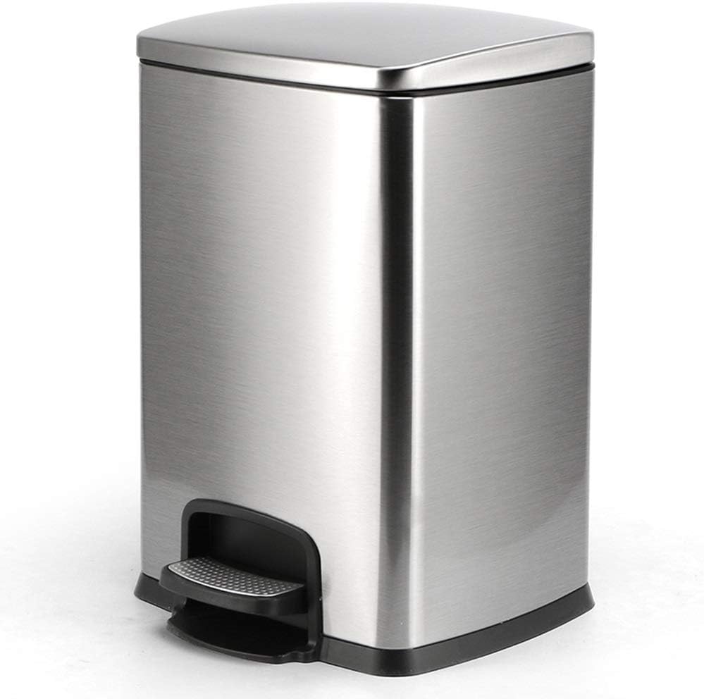 YFQ Pedal Trash Can Flip Large Trash Home Bathroom Kitchen Living Room Toilet with Lid Stainless Steel Trash Can Office Health Bucket Cleaning Bucket 20L (Size : 15L)