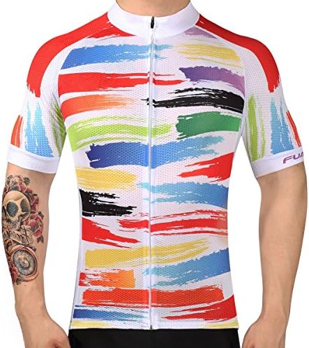 FUALRNY Men's Classic Short Sleeve Cycling Jersey Biking Clothes Size XXXL