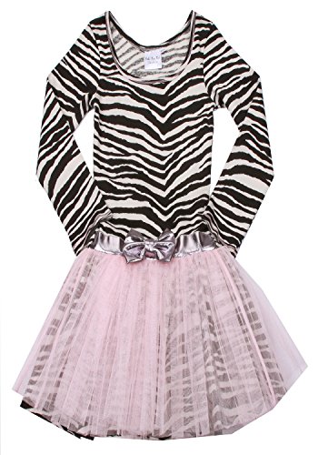 open lace back dress Pink Fluffy Tulle Tutu with Zebra Trim main image 0