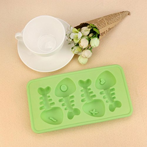 Botrong Safe Novelty Ice Cube Tray Mould - Fish Bone (Green)