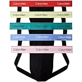Calvin Klein Men's Pride Cotton Stretch 5-Pack Jock Strap - NB4228 (Black/Bayou/Glacier/Molten/Pale Lime Yellow/Buff Pink, Large)