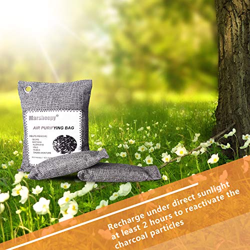 Marsheepy 3 Pack Activated Bamboo Charcoal Air Purifying Bags, Shoe Deodorizer Bags Odor Remover, 100% Chemical Free Air Freshener Odor Eliminators for Home, Pets, Car, Closet (200g and 2 pack of 60g)
