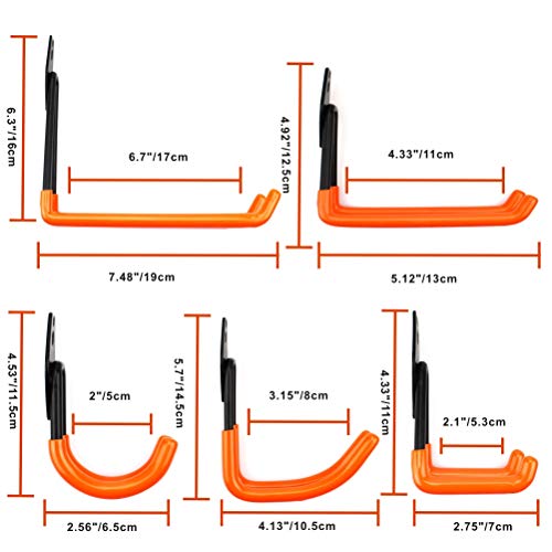 Garage Storage Utility Hooks,Wall Mount&Heavy Duty Garage Hanger & Organizer to Handle Ladder, Hold Chairs,with Premium Steel to Hang Heavy Tools for Up to 55lbs(set of 8) - Thumbnail 3