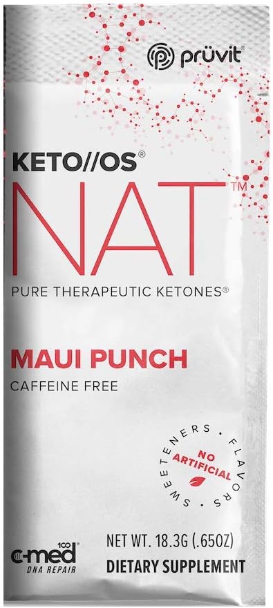 Pruvit Keto//OS NAT, Maui Punch, Caffeine Free, BHB Salts Ketogenic Supplement Ketones for Fat Loss (Keto OS NAT Maui Punch, 5 Sachets)