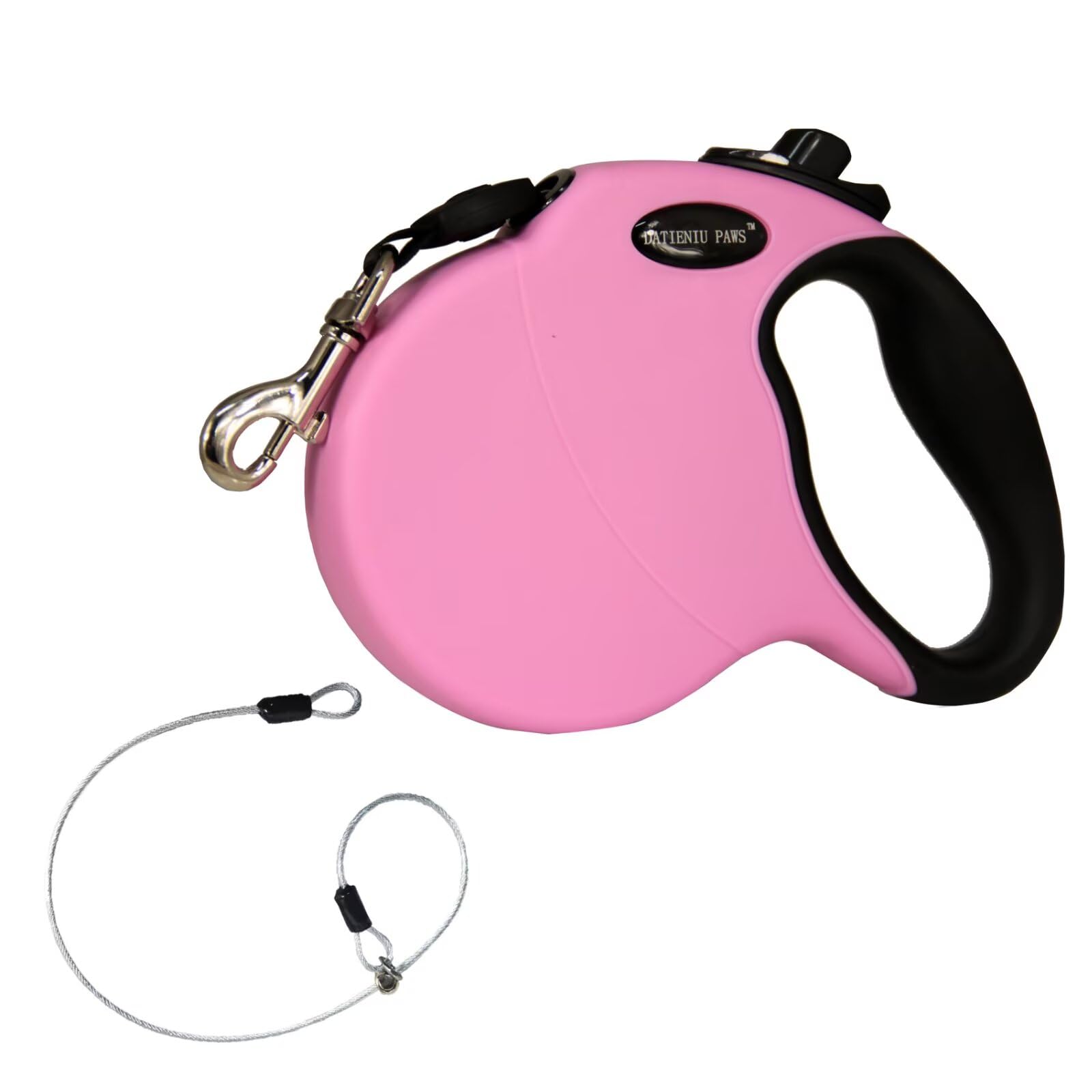 Photo 1 of 16Ft Chew Proof Retractable Dog Leash Anti-Chewing Wire Ropes Hands-Free Adjustable Safety Lock Durable Nylon Belt for Medium Dogs Pink M