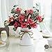 YILIYAJIA Artificial Flowers,Faux Flowers in Vase Decor, Silk Rose Flower Arrangements Fake Bouquets with Ceramics Vase Table Centerpieces Living Dinning Coffee Table Room Kitchen
