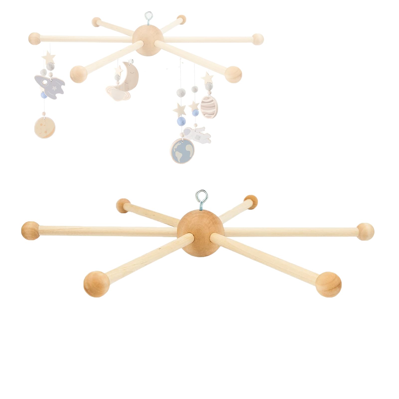 ieron Mobile Hanger Wooden Mobiles Wind Chime Frame Holder for DIY Baby Bed Crafts Photography Props Decor