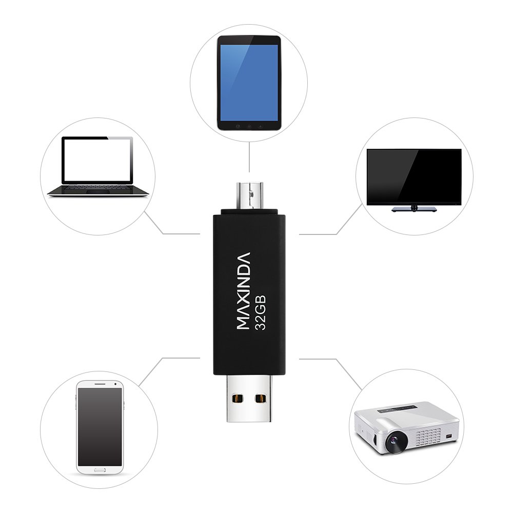 MAXINDA 2 IN 1 Chiavette USB 2.0 da 32 Gb OTG Micro USB per Android Telefono / Tablet / PC