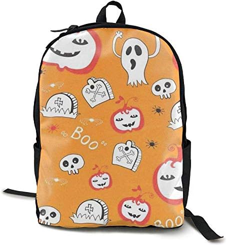Wfispiy Cute Spooky Ghost Pumpkin Halloween Decor School Bookbags Bags Rucksack Girls Travel Backpack Canvas Backpack Shoulder Bookbags