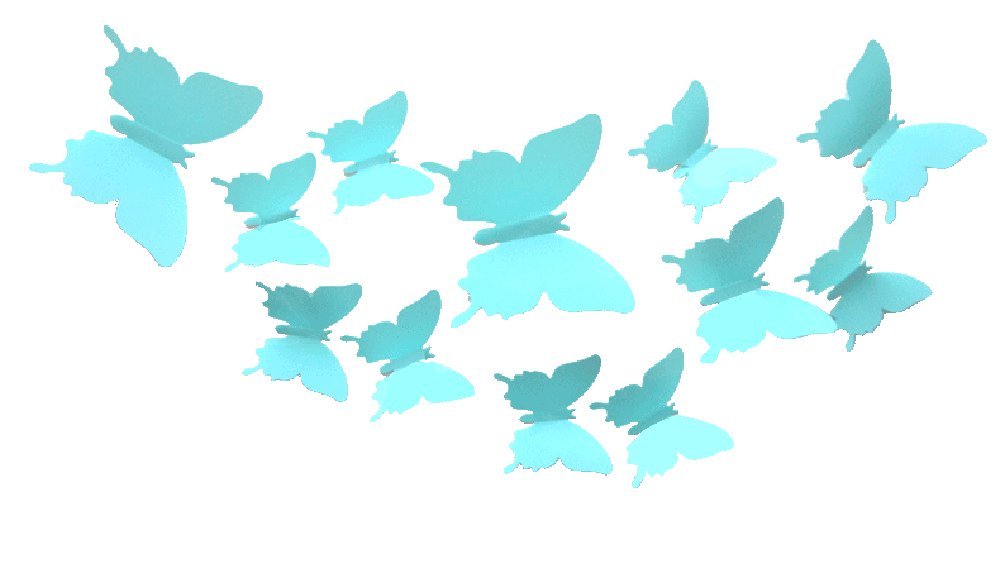 Photo 1 of ALLICERE 12Pcs 3D Butterfly Removable Wall Decals DIY Home Decorations Art Decor Wall Stickers Murals for Babys Kids Bedroom Living Room Classroom Office(Color:Pale Blue)