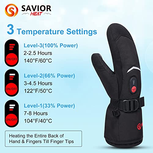 Heated Ski Gloves, Heated Mittens for Men Women,7.4V Rechargeable