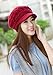 HINDAWI Women Winter Warm Knit Hat Wool Snow Caps With Visor, Red, one size