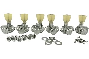 Kluson Revolution Diecast Tuners - 3 Per Side - Pearloid Keystone Button, Locking Chrome