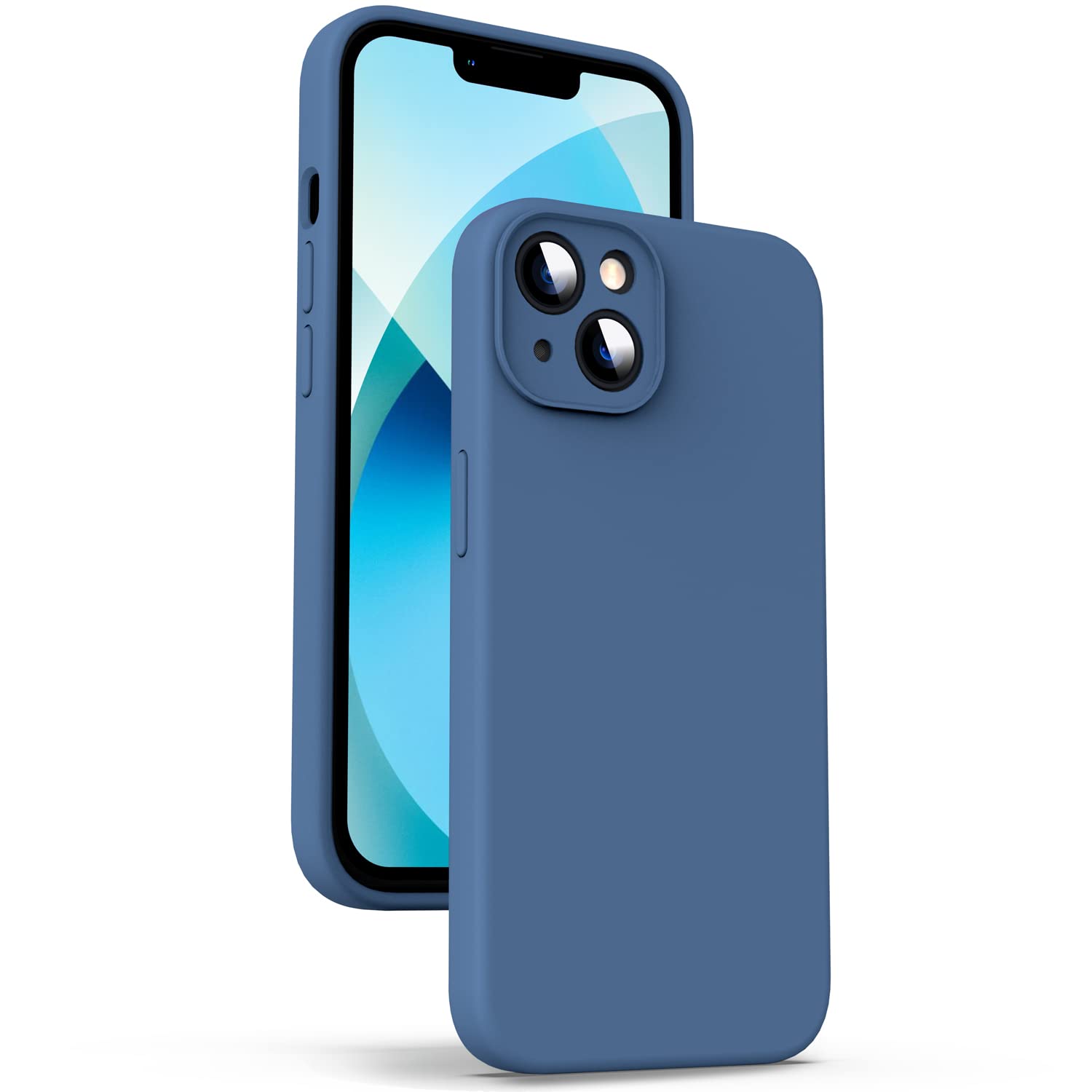 Supdeal Liquid Silicone Case for iPhone 13 Mini - [Camera All-Round Protection] [Soft Microfiber Lining Anti-Scratch] 4 Layer Full Covered Shockproof Gel Rubber Phone Case Cover, 5.4", Blue — image 1
